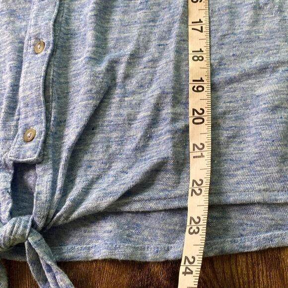 Tommy Bahama Linnea Linen Tie Front Camp Shirt S/S Sz XS Blue - Picture 8 of 9